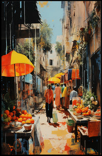 Street Market in Old Town Charm Travel Poster