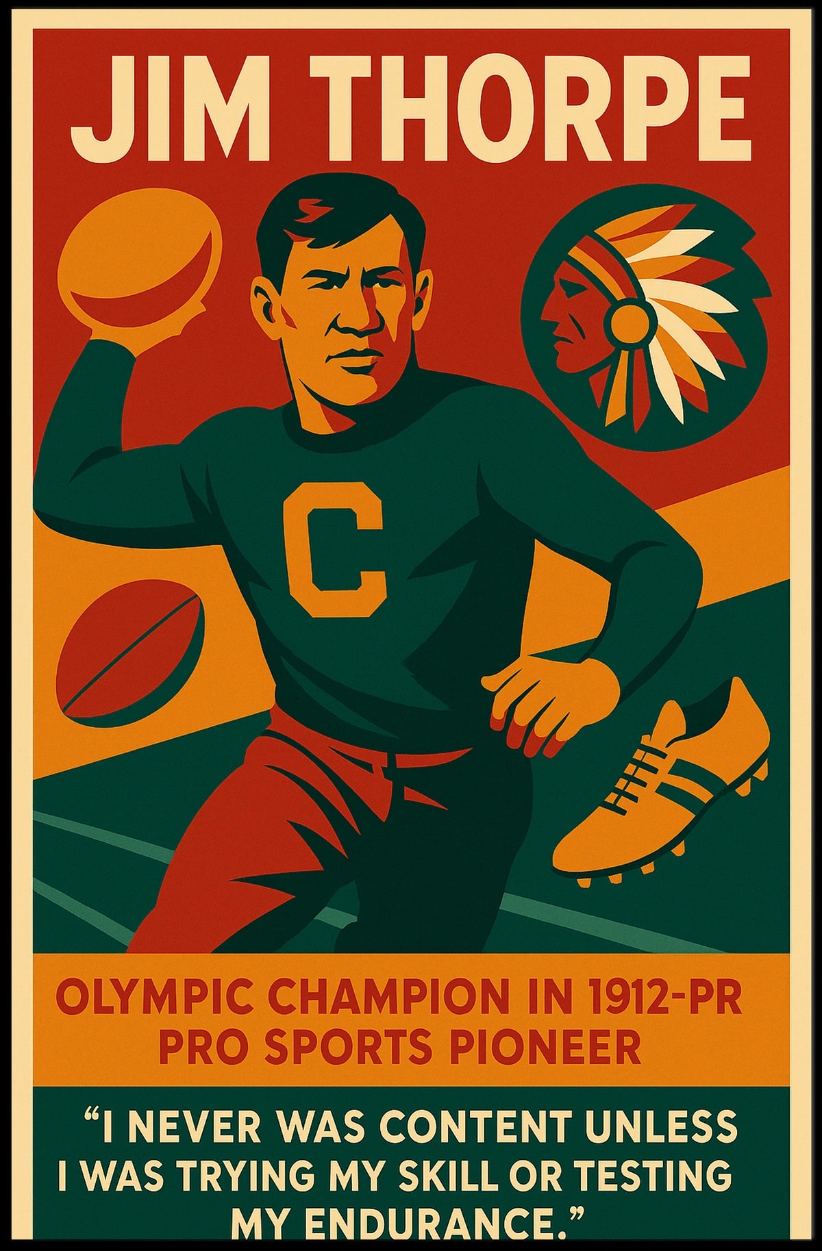 Jim Thorpe Legendary Athlete Poster