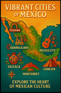 Vibrant Cities of Mexico Poster