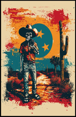 Desert Cowboy Skeleton Poster PosterGoat