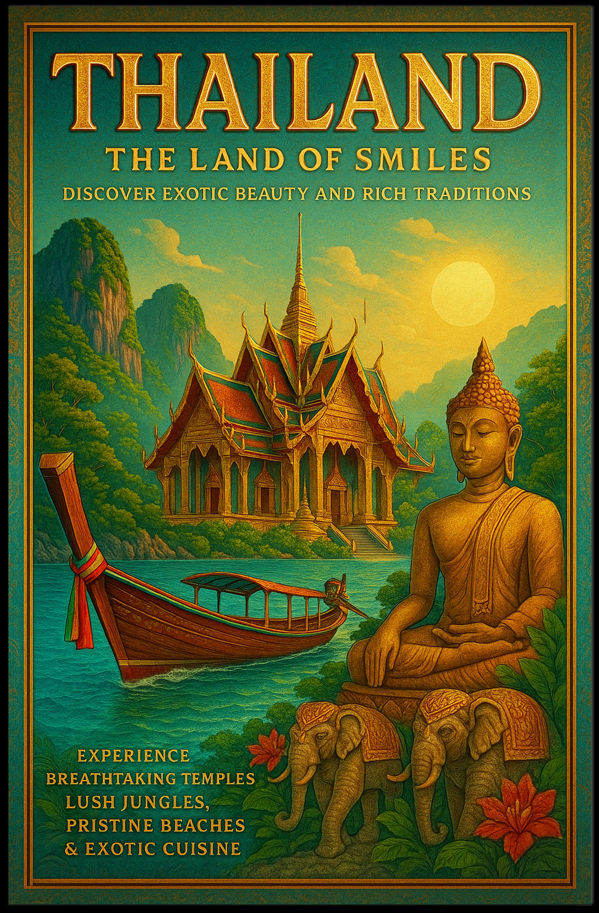 Thailand: The Land of Smiles Travel Poster