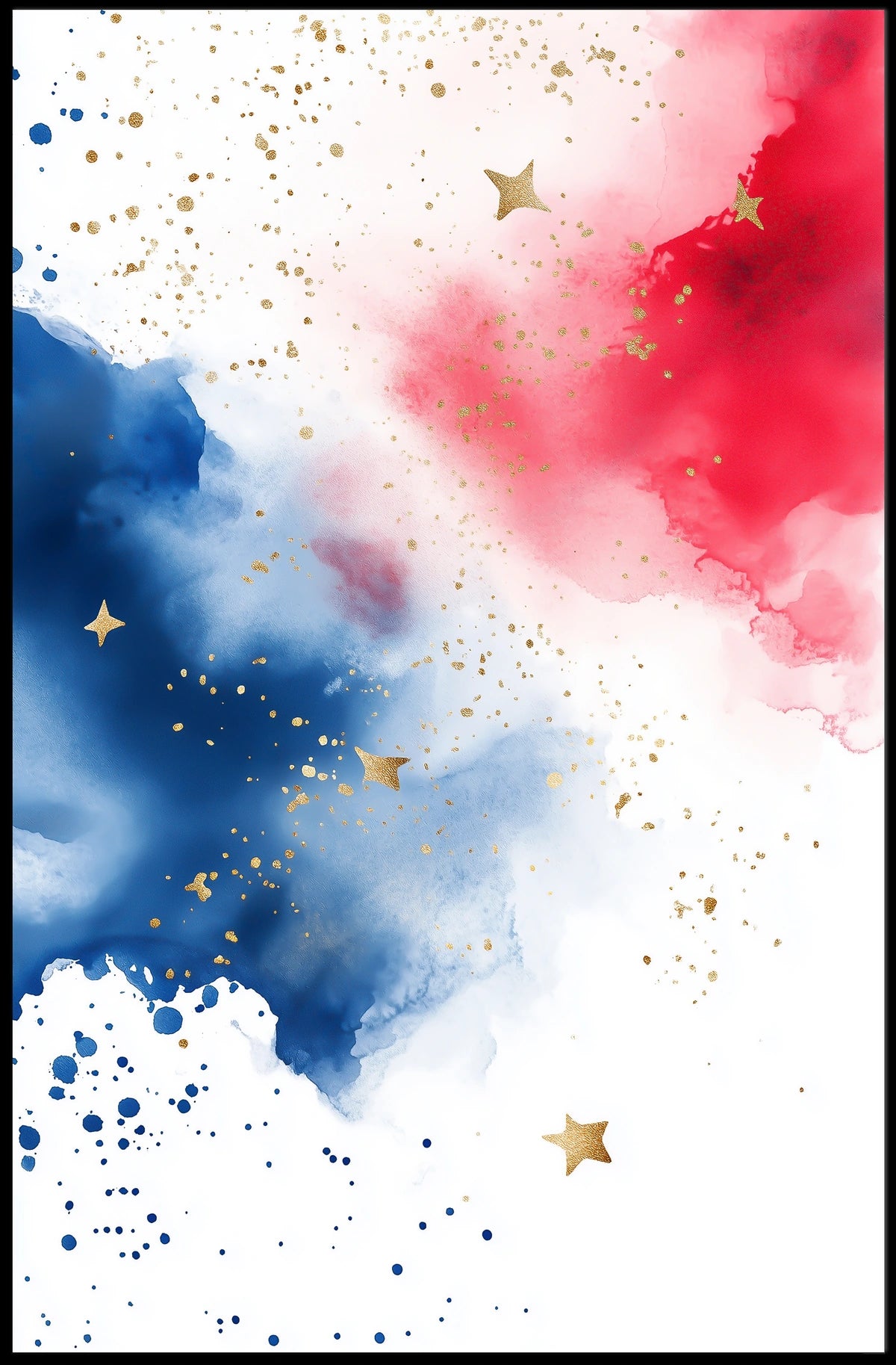 splash design in red white and blue tones Poster