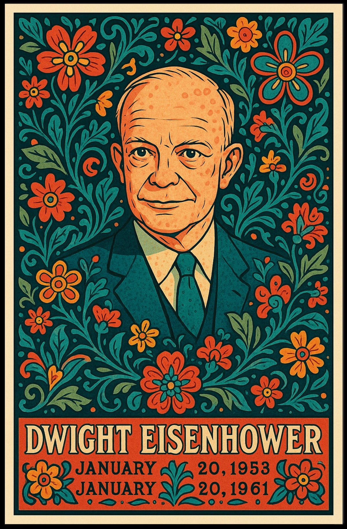 Vintage Floral Historical Leader Art Nouveau Poster