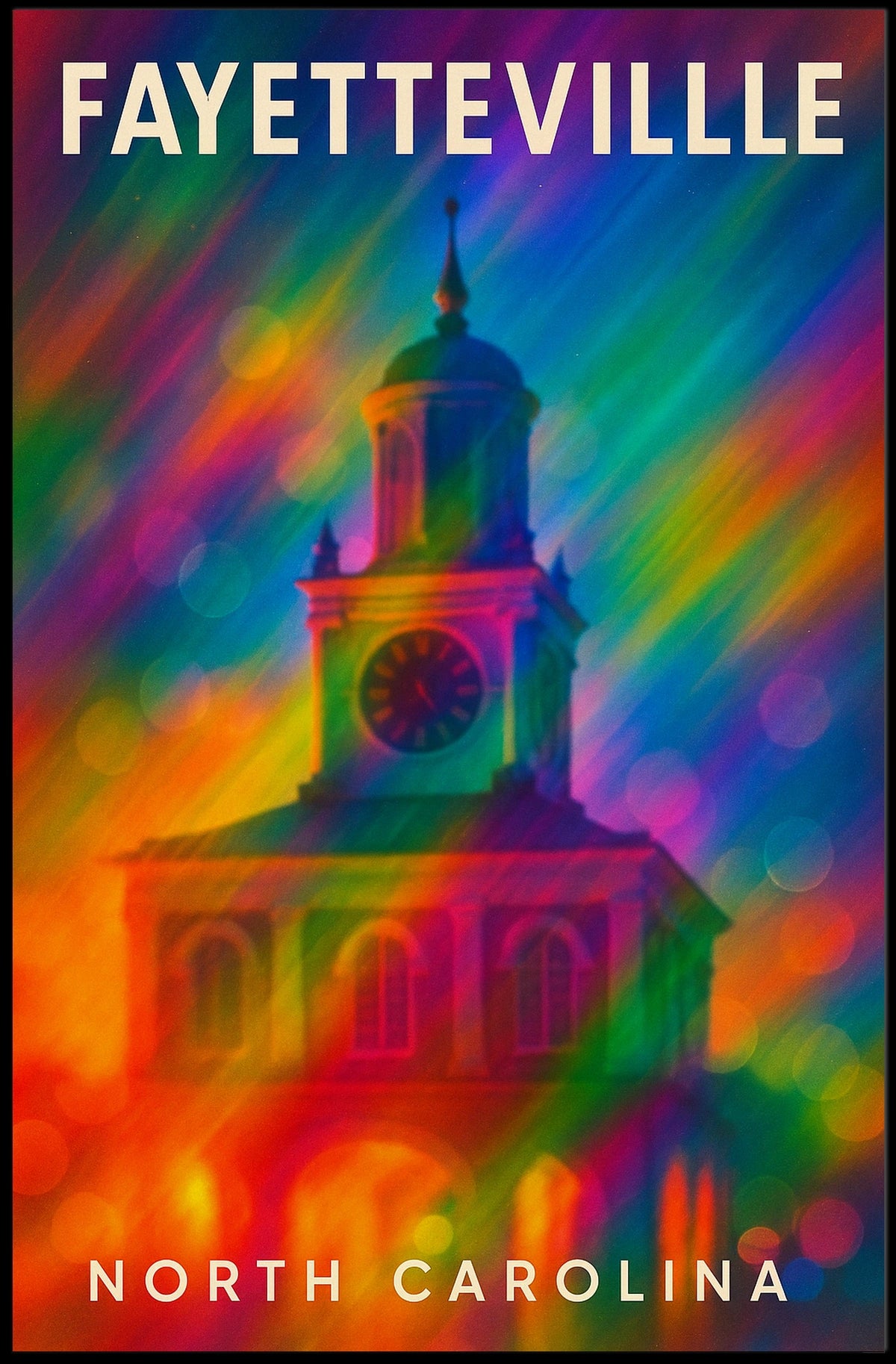 Fayetteville North Carolina Scenic Travel Art Realism Digital Painting Vibrant Heritage Souvenir Wall Decor Poster