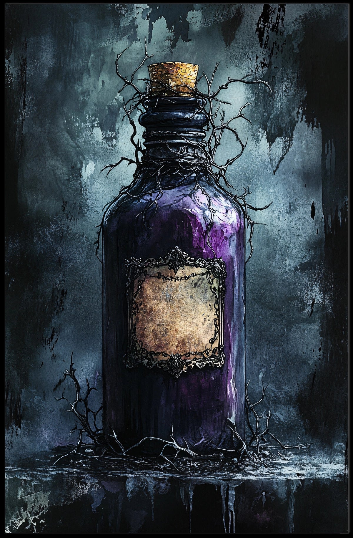 Mysterious Bottle Dark Fantasy Poster
