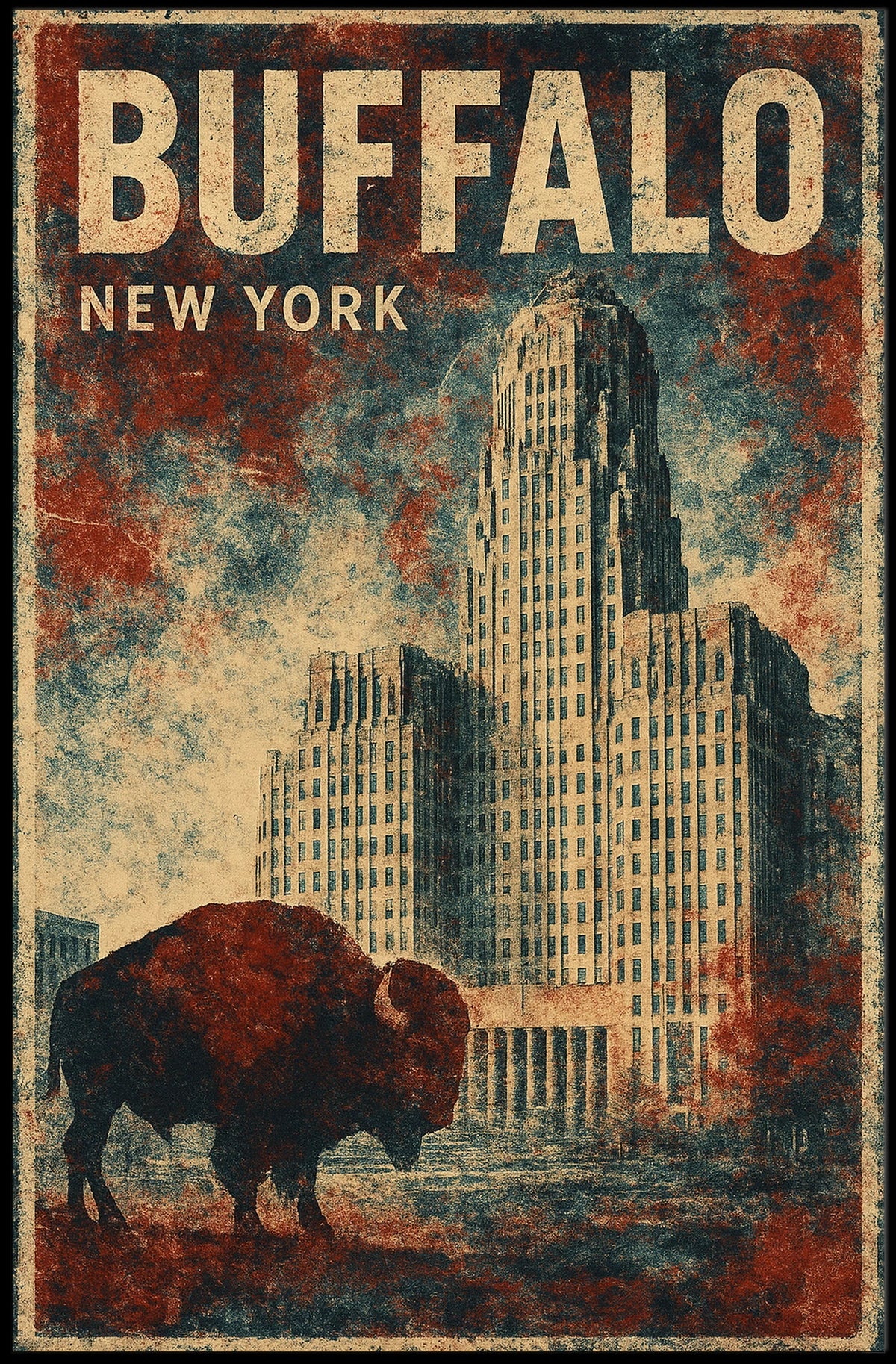 Buffalo Cityscape Wanderlust Minimalist Poster