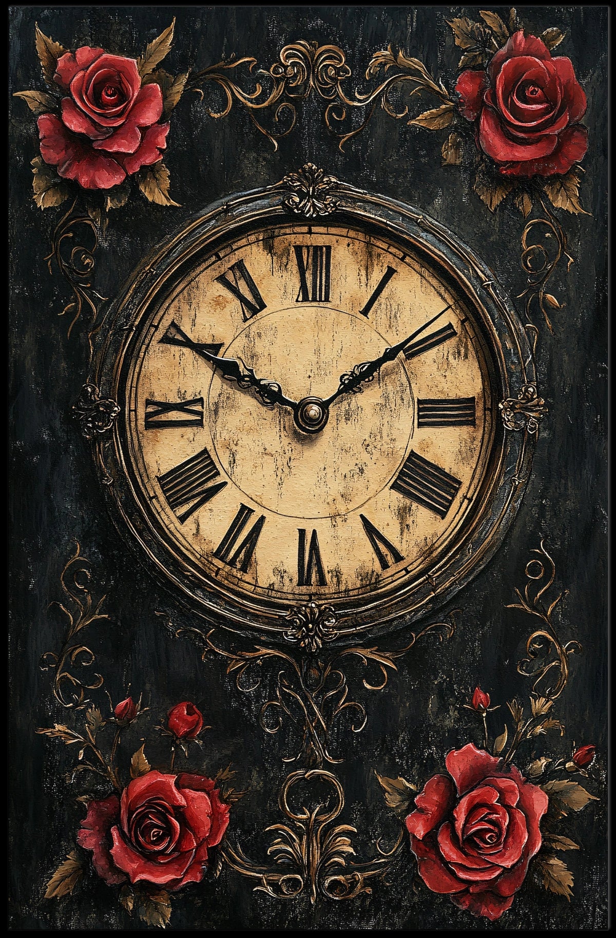 Ornate Vintage Clock Art Print - Cultural Heritage Poster