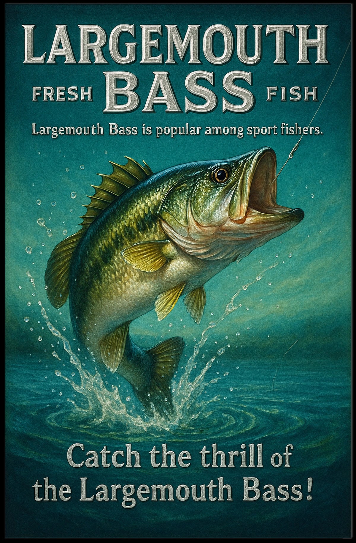 Largemouth Bass Vintage Fishing Adventure Poster