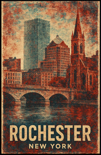 Rochester Architecture Vintage Travel Art Poster
