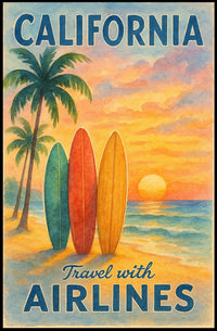 California Airlines Vintage Travel Poster