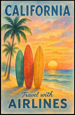 California Airlines Vintage Travel Poster