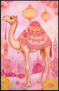 Dreamy Desert Camel Poster Vintage Travel Wall Art