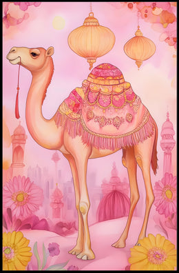 Dreamy Desert Camel Poster Vintage Travel Wall Art