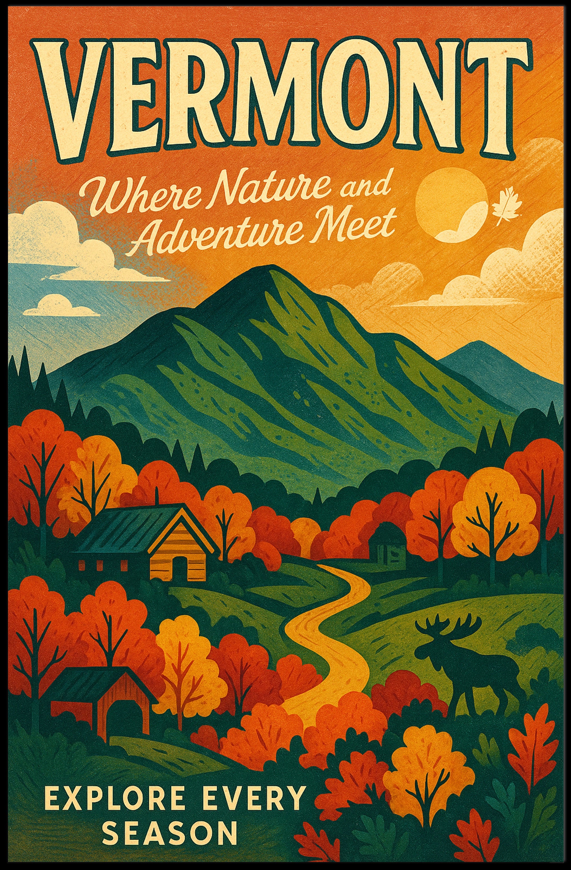 Vermont Adventure Wall Art Print Decor