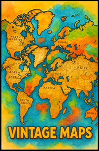 Vintage World Map Art Print Adventure Travel Poster