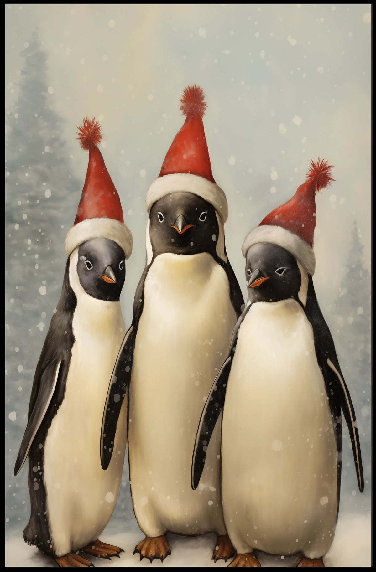 Festive Penguins Trio Poster