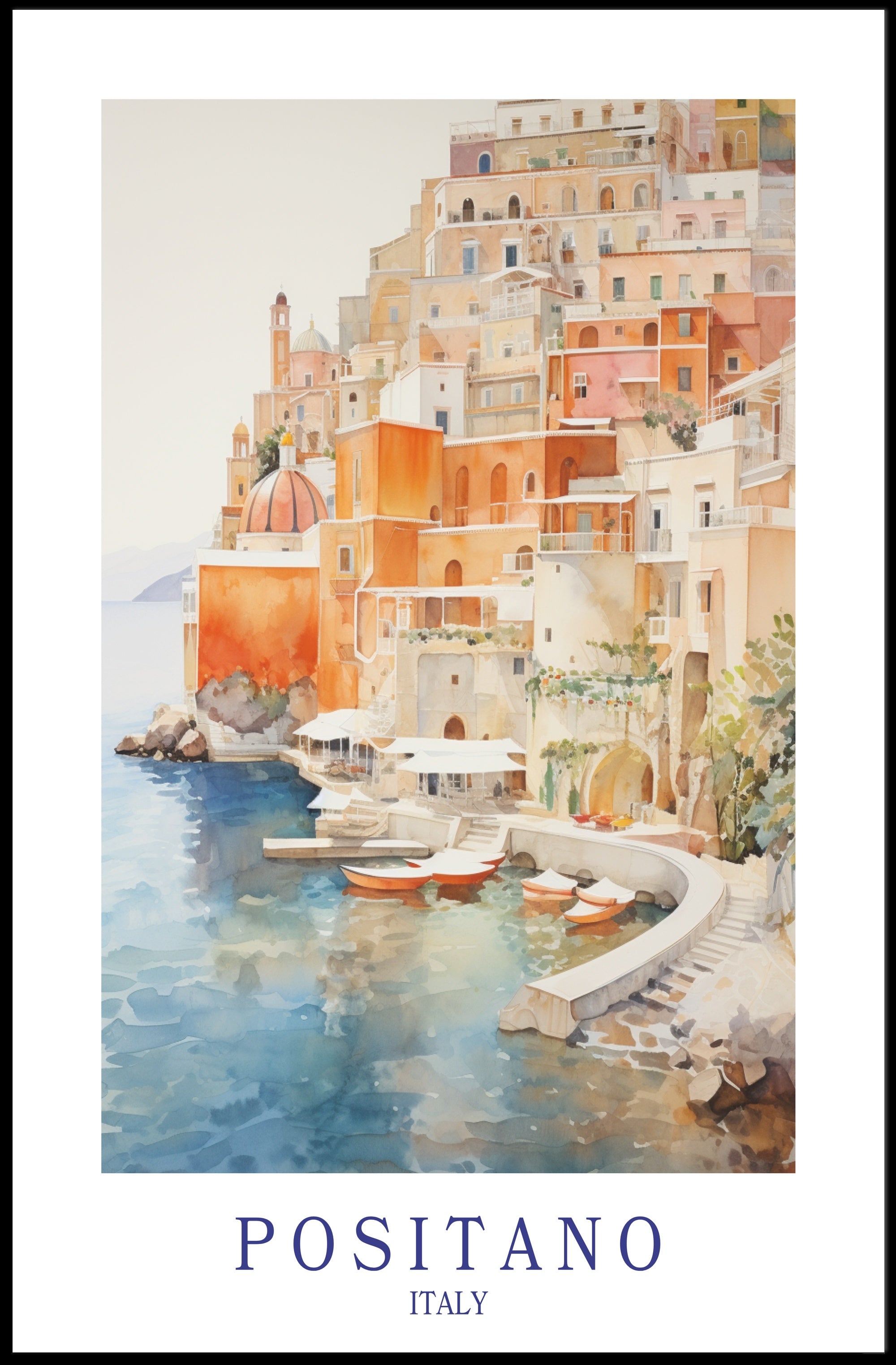 Positano Dreamscape: Serene Watercolor Travel Poster