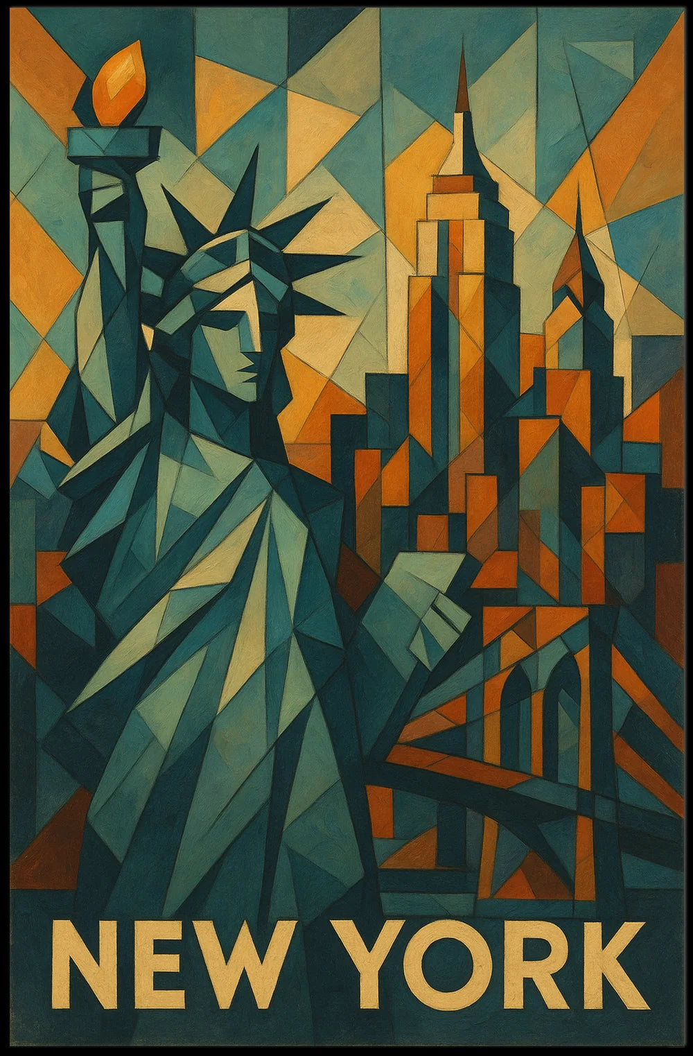 Cubist New York Poster Museum Quality Cityscape Office