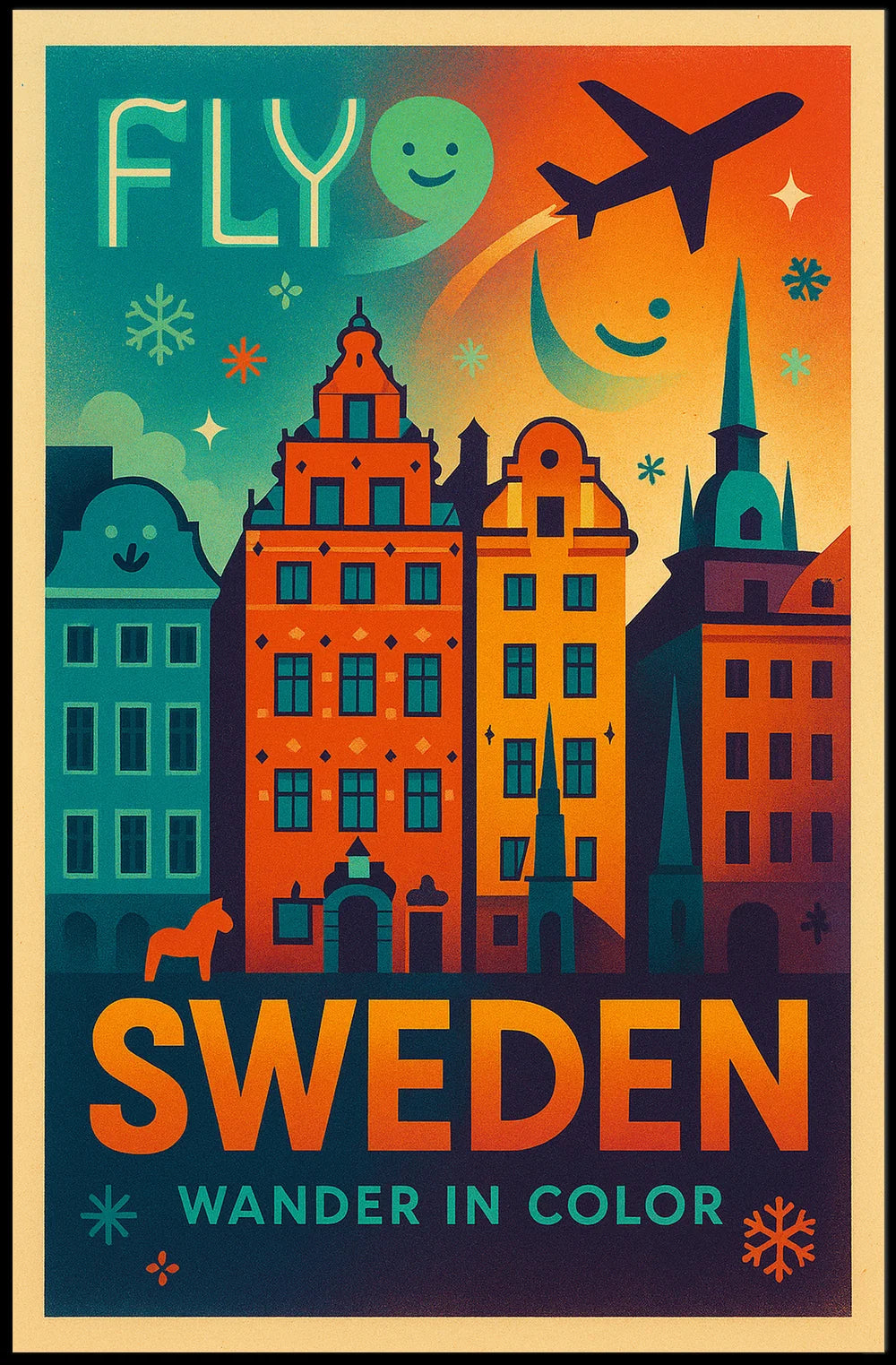 Experience Sweden Vibrant Cityscape Travel Poster PosterGoat