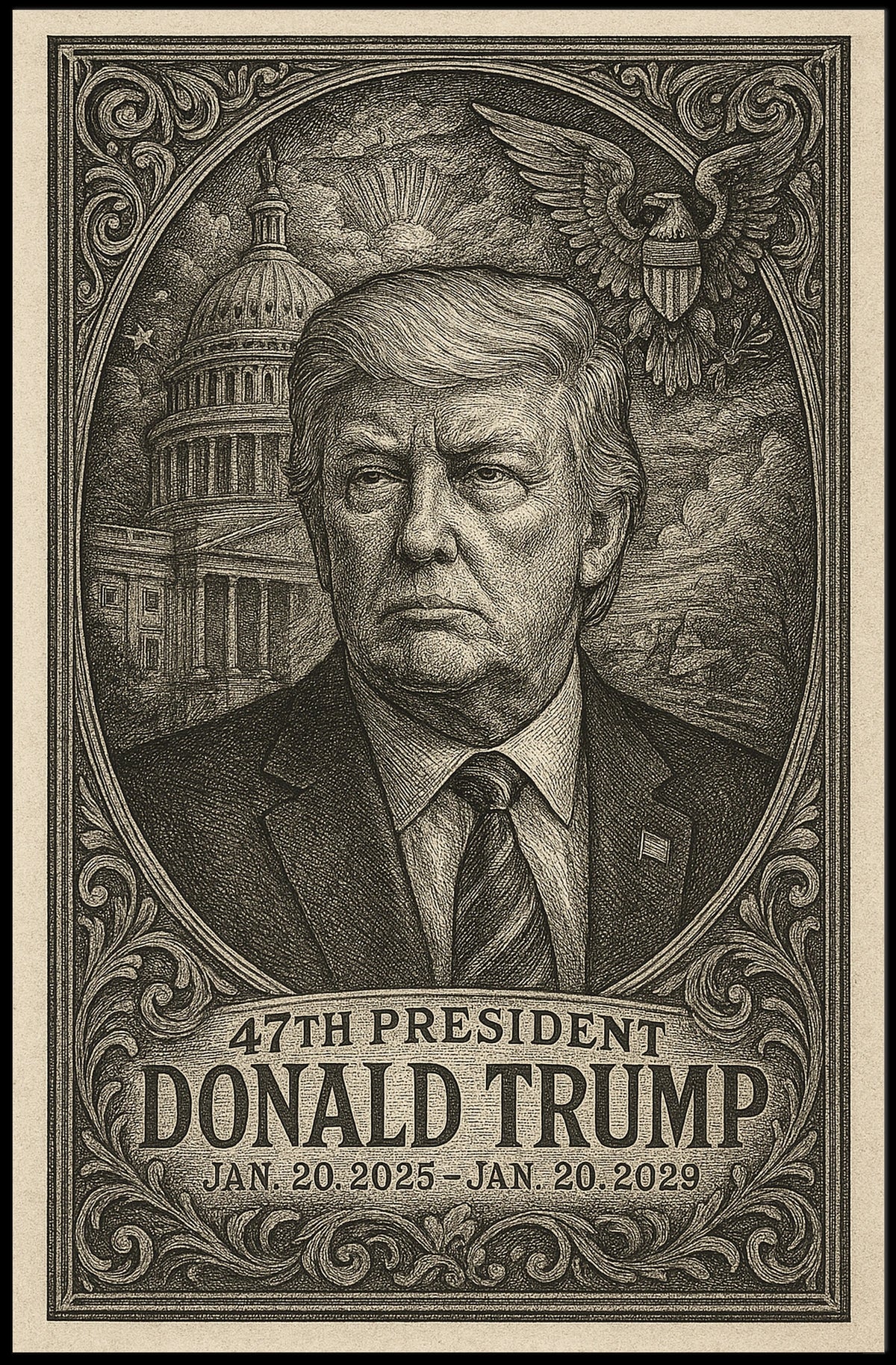 Donald Trump 47th President Photo Realism Wall Poster