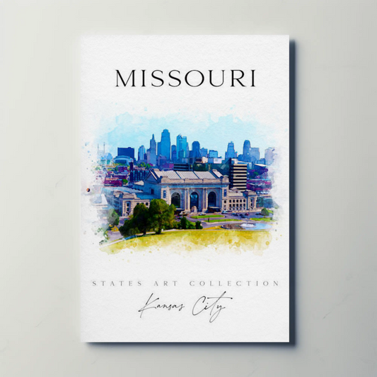 Kansas City Missouri Skyline Watercolor Poster Poster