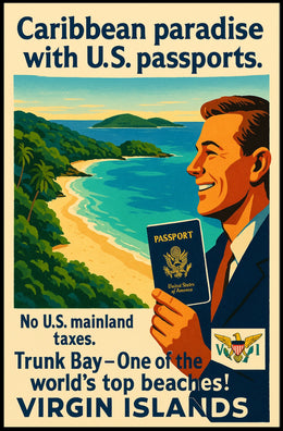 Caribbean Paradise With U.S. Passports Poster