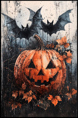 Spooky Pumpkin Scene Halloween Cultural or Heritage Poster