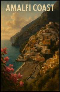 Amalfi Coast Poster Wall Art for Coastal Decor and Travel