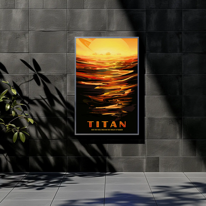 Space Exploration Poster Ride the Tides of Titan Retro Style