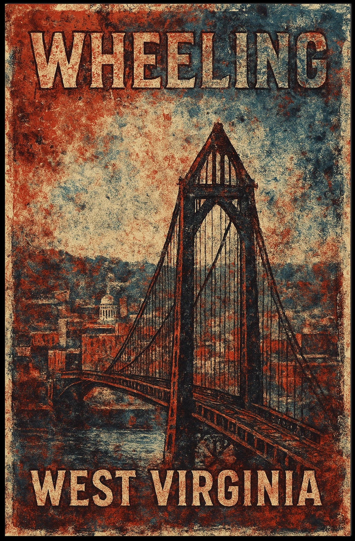 Wheeling West Virginia Travel Realism Decor Poster