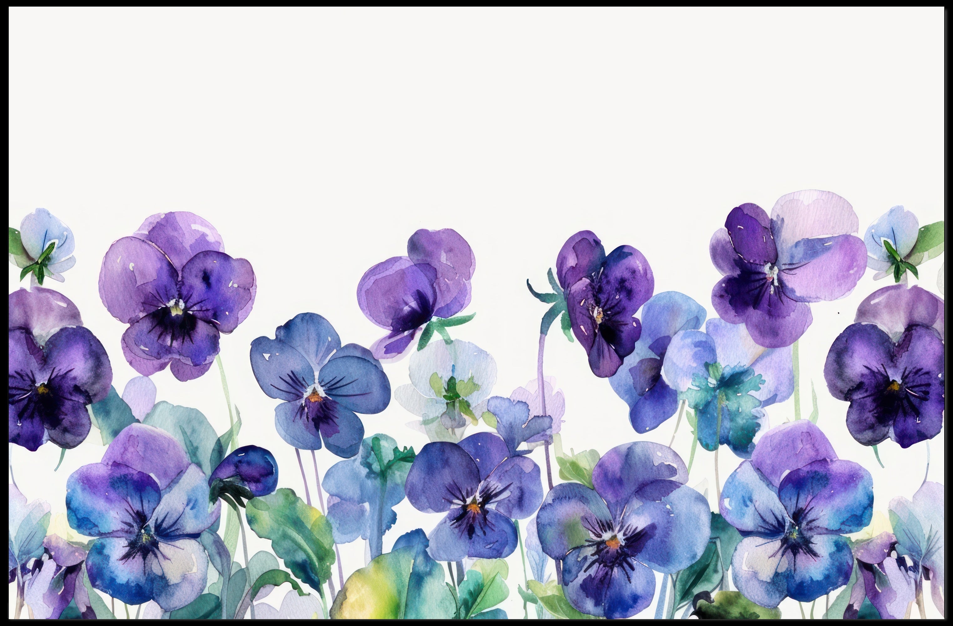 Purple Blooms Watercolor Poster