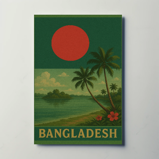 Bangladesh Tropical Landscape Vintage Travel Poster