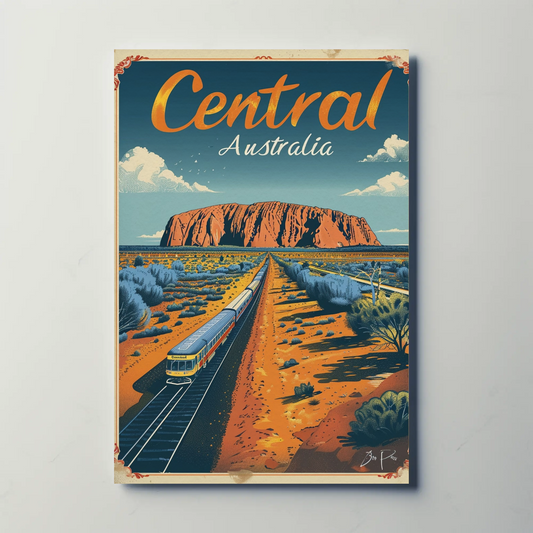 Central Australia Train Uluru Outback Vintage Travel Poster