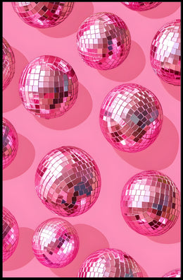 Pink Disco Balls Pattern Art Print - Abstract or Artistic Poster PosterGoat