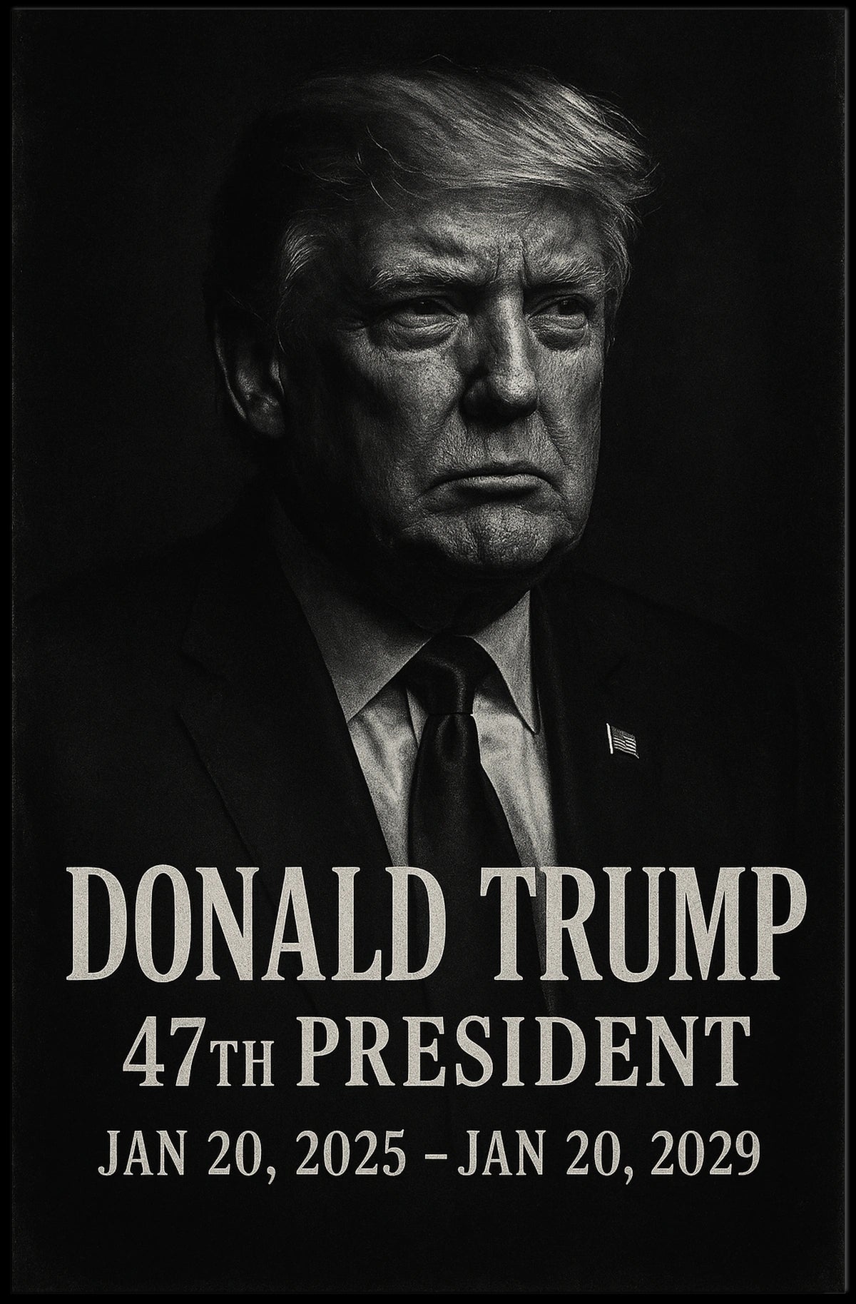 Patriotic Leader Portrait in Black and White Political Poster