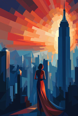 Art Deco New York Cityscape Poster Vintage Wall Art