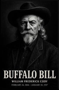 Buffalo Bill Monochrome Portrait Cultural or Heritage Poster