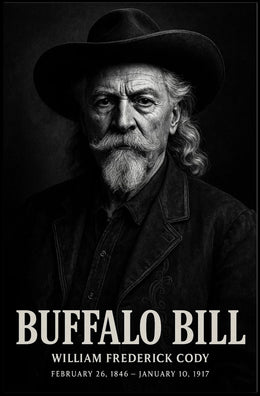 Buffalo Bill Monochrome Portrait Cultural or Heritage Poster