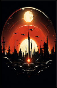 Futuristic Skyline at Sunset Poster