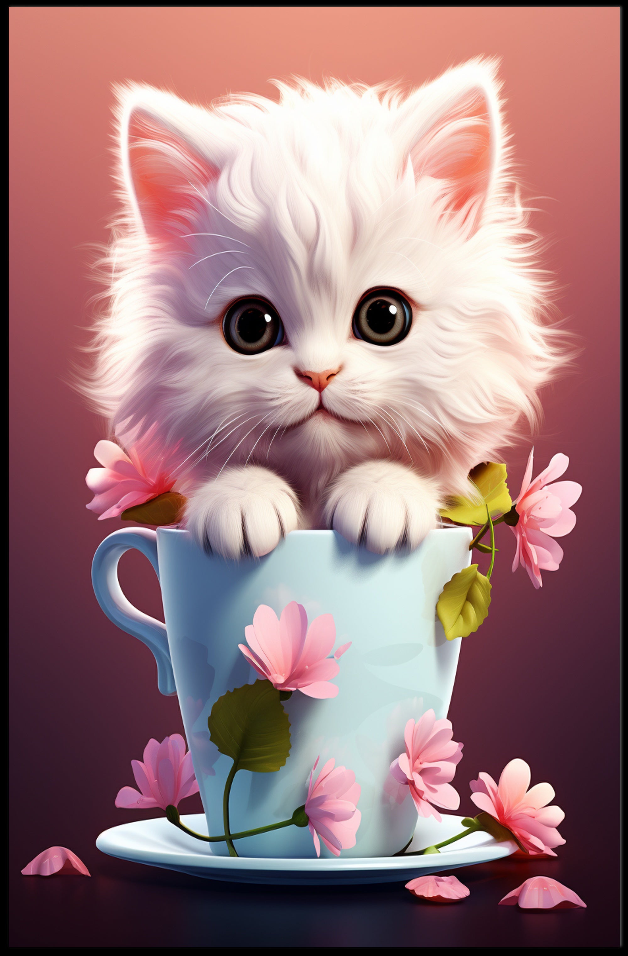 Kitten In A Teacup Poster PosterGoat