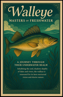 Walleye Fish Illustration: A Master of Freshwater Environments Animal Poster