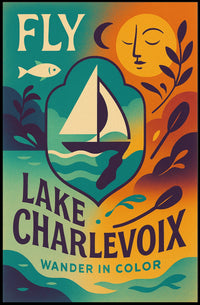 Lake Charlevoix Vibrant Adventure Destination Travel Poster