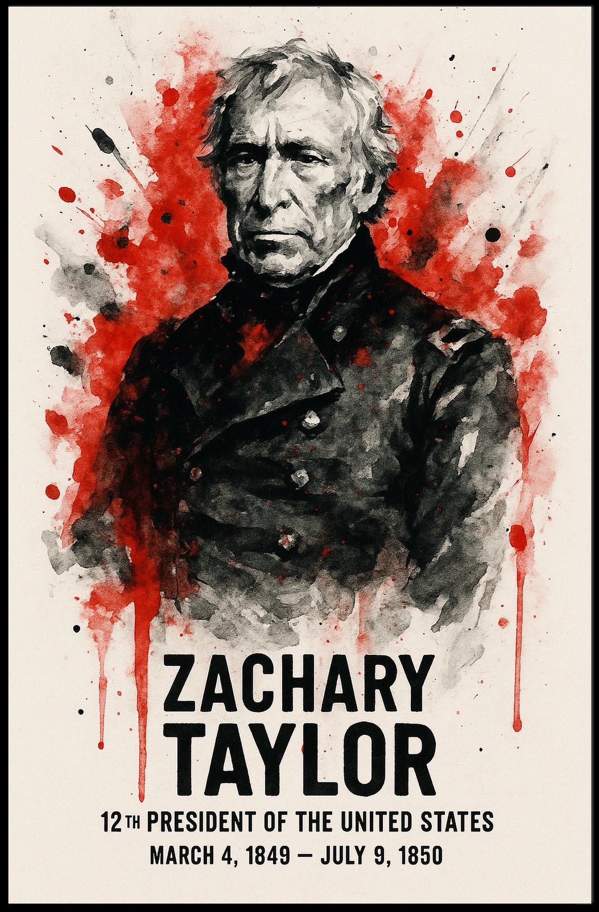 Zachary Taylor Watercolor Artistic Historical or Presidential Poster