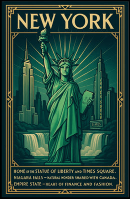 New York City Poster Vintage Travel Landmark Wall Art