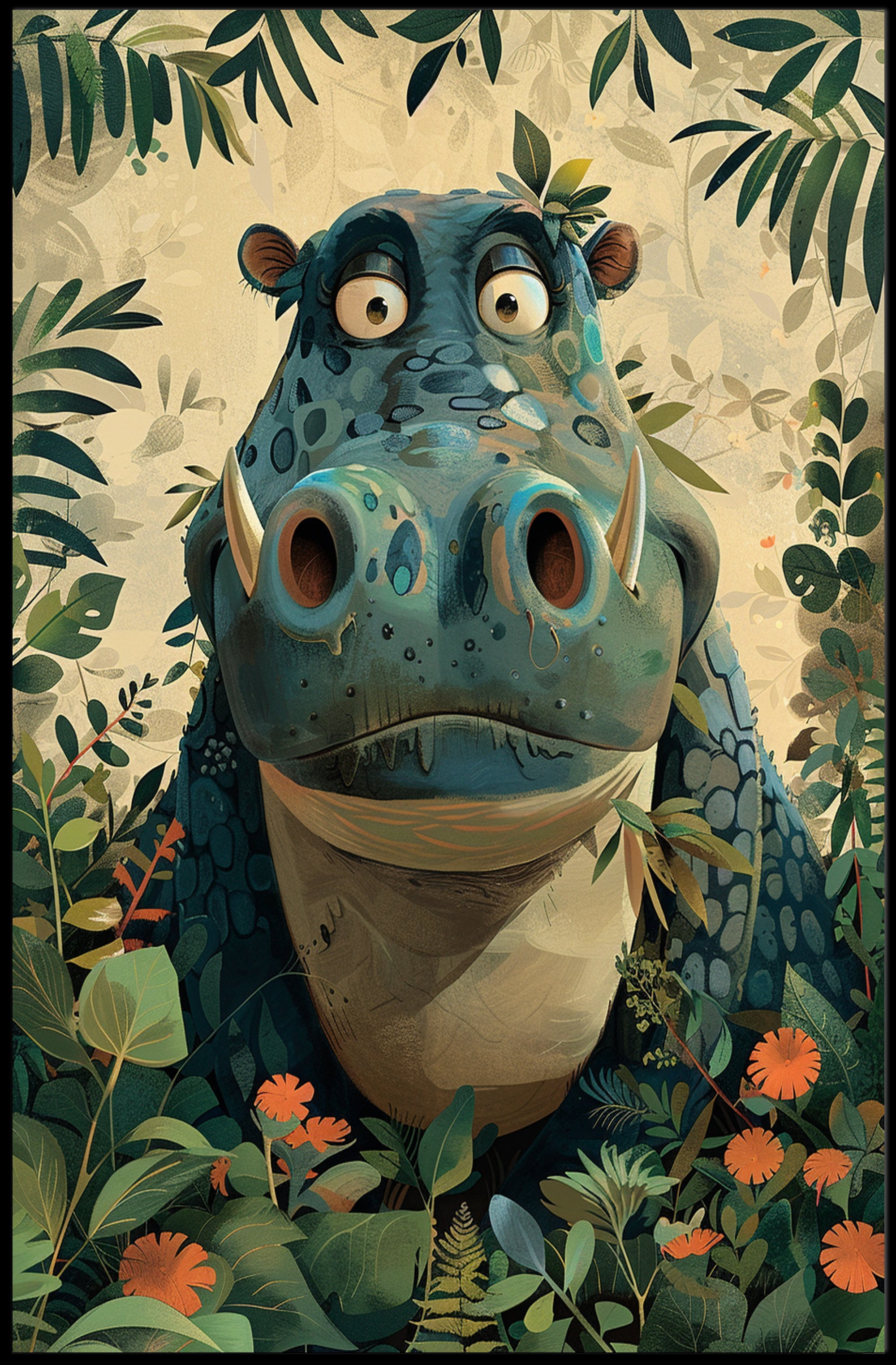 Jungle Hippo Adventure Poster PosterGoat