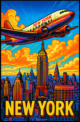 New York City Skyline Retro Poster PosterGoat