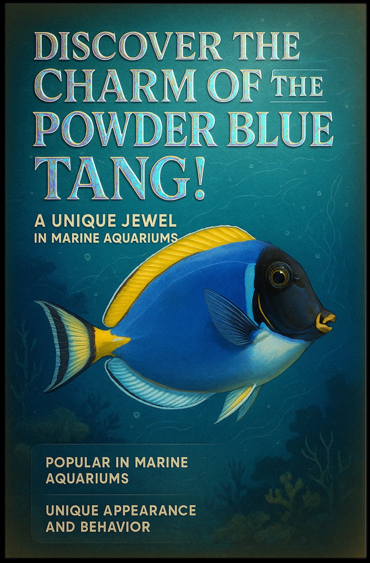 Powder Blue Tang Illustration: Captivating Animal Poster