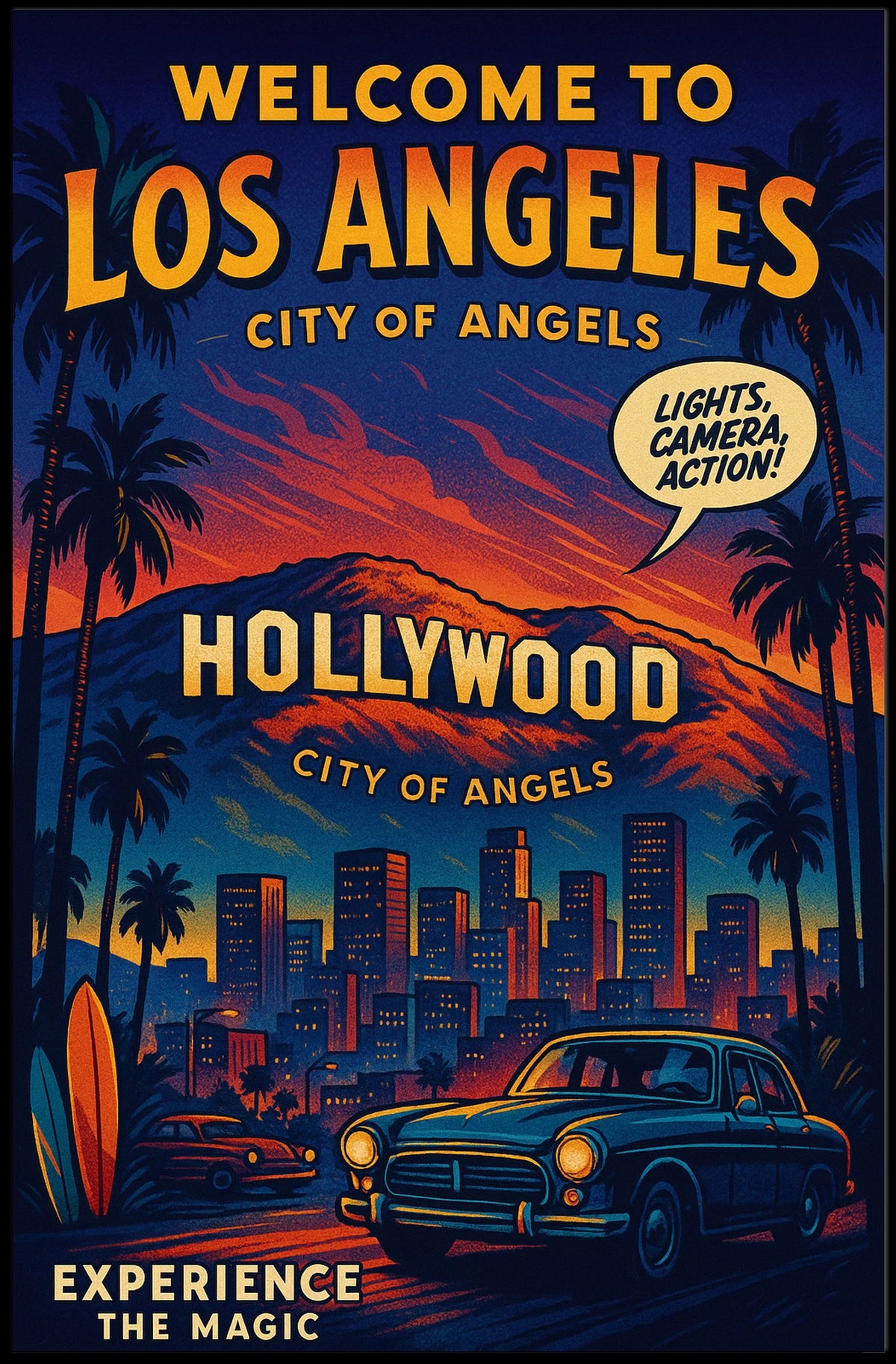 Los Angeles Retro Hollywood Travel Poster Art