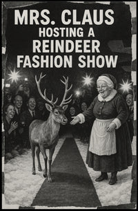 Whimsical Mrs. Claus Vintage Christmas Poster