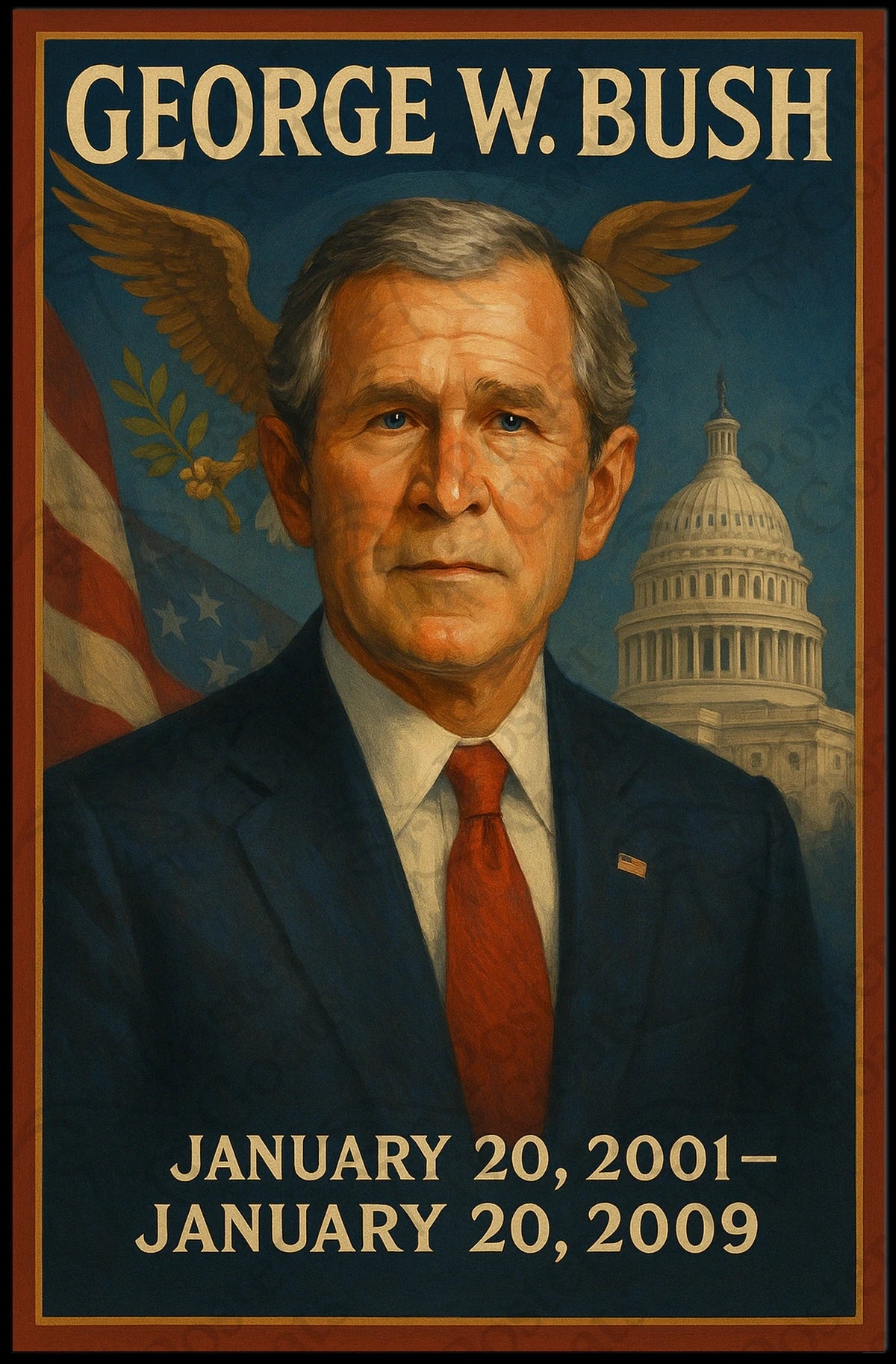 George W. Bush Vintage Presidential Art Poster